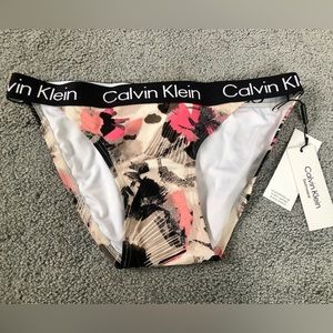 New NWT Calvin Klein swim logo band bikini graphics XS bottom black pink taupe
